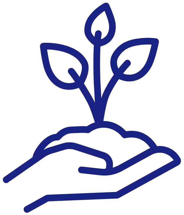 Outline of an open hand holding a plant